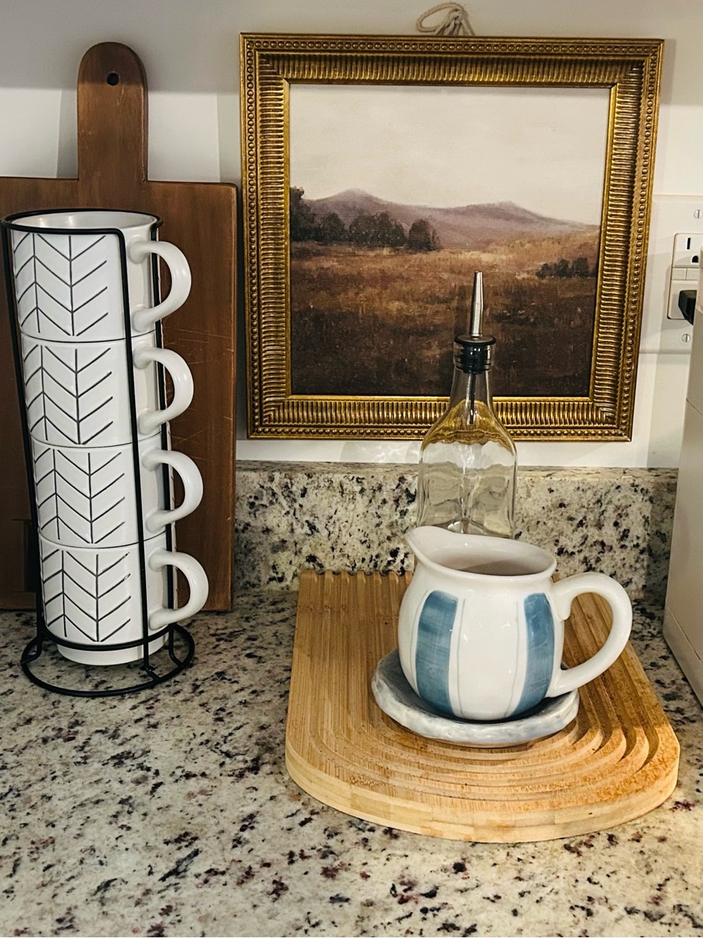 Boston Warehouse White Mug with Black Stripes